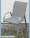 Grau-karierter Stapelstuhl / Gartenstuhl / Stahl / Poly-Textylen