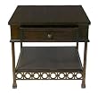 Umbria Square End Table w/ Aged Bronze Iron & Tuscan Walnut Wood Plank top (28sq x 26h)