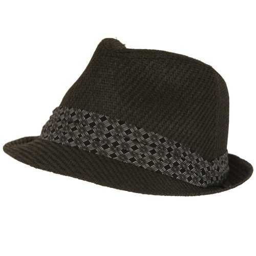 New Stingy Brim Fedora Trilby Gangster Hat Two Tone Black - Medium - Large