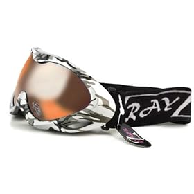 2012 Rayzor Professional UV400 Double Lensed Ski / SnowBoard Goggles, With a Silver Camouflage Frame and an Anti Fog Coated, Clear Orange Anti-Glare Wide Vision Clarity Lens.