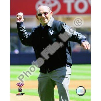 Yogi Berra Throwing 1st Pitch at New Yankee Stadium 8x10 Photo