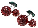 Pinup Girl Cherry Love Red Crystal Earrings Fruit Earrings (C)