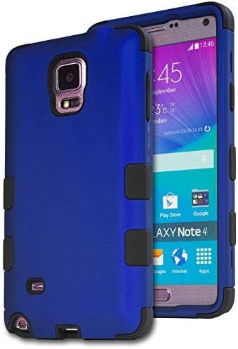 Galaxy Note 4 Case, Bastex Heavy Duty Hybrid Protective Case - Soft Black Silicone Cover with Royal Blue Design Hard Case for Samsung Galaxy Note 4