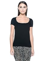 Just Cavalli Camiseta Basic Microcamo (Negro)