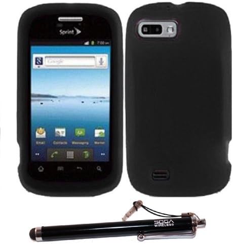 2-in-1 Bundle Combo SOGA® For ZTE Valet Z665C Silicone Skin Cell Phone Case Soft Gel Rubber Cover with SogaWireless Stylus Pen - Black [SWG722]