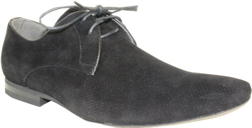 BRAVO Men's Dress Shoes BERTO-2 Faux Suede Fashion Oxford with a Round Plain Toe