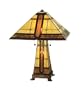 Meyda Tiffany 50805 Sierra Prairie - Three Light Table Lamp, Mahogany Bronze Finish with Beige Nawg Glass