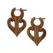 SERAM - Organic Hand Carved Sono Wood Earrings with Wood Post - From Indonesia - Sold as a Pair - 35mm x 50mm