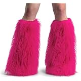 Womens Furry 70s GoGo Dancer Fuzzy Hot Pink Boot Covers Womens Size Adult