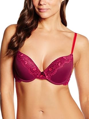 After Eden Sujetador Padded 2 Tone Lace Overlay (Magenta)