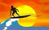 Wallmonkeys Peel and Stick Wall Decals - Surfer Silhouette - Removable Graphic