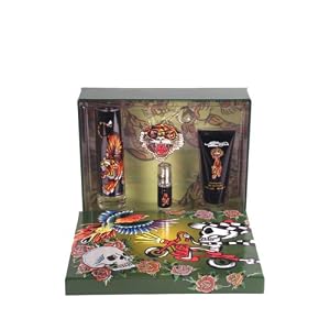 ED HARDY 4 pc Men's Cologne Gift Set 3.4 / 3.0 / 0.25 +Chain
