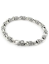Twisted Blade Silver Large Studded Link 9 Inch Bracelet