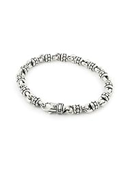 Twisted Blade Silver Large Studded Link 8 Inch Bracelet