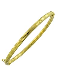 10 Karat Yellow Gold Textured Bangle Bracelet (4 mm)