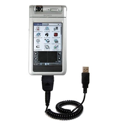 Coiled Power Hot Sync and Charge USB Data Cable w/ Tip Exchange for the Sony Clie NR60 - Gomadic Brand