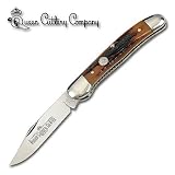 Queen Mini Hunter Folding Knife w/ Stag Bone Handle