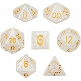 7 Die Polyhedral Dice Set - Forbidden Treasure (White Sparkle) with Velvet Pouch By Wiz Dice