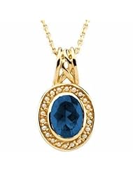 14K Yellow Gold Oval Cut Sapphire and Pearl Pendant -- LIFETIME WARRANTY