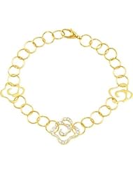 .06 ct tw Diamond Bracelet with Rhodium Plating in 14k Yellow Gold
