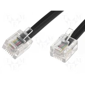 ADSL Cable 15m - Premium Quality - Gold broches de contact plaqu� - Haute Broadband Internet haut d�bit - routeur ou un modem � la prise RJ11 T�l�phone ou Microfiltre - Noir - 15,0 m