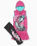 Apple Bottoms - Apple Bottoms Girls Metallic-Print Hooded Dress & Capri Leggings