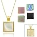  : VERMEIL GENUINE PINK MOTHER OF PEARL GRAY MOP ONYX MOTHER OF PEARL ABALONE 5 STONE SQUARE FILIGREE REVERSIBLE PENDANT JEWELRY SET