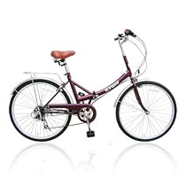 KYUZO 24インチ折りたたみ自転車 シティサイクル シマノ6段変速 鍵 荷台 自転車の九蔵限定別注モデル！ KZ-103 ワインレッド