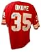 Christian Okoye Autographed Kansas City Chiefs Red Throwback Jersey