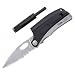 Tool Logic SLP2 Tactical Folding 1/2 Serrated Knife With LED Flashlight, Magnesium Fire Starter and Signal Whistle, Silver