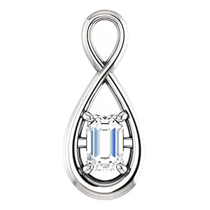 10K White Gold Emerald Cut Diamond Pendant - 0.5 Ct.