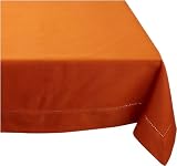 Mahogany Solid-Color 100-Percent Cotton Hemstitch Tablecloth, 60-Inch by 60-Inch Square, Orange