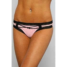 Betsey Johnson The Zipper Strip Lo-Rise Thong in Bubblegum,Intimates for Women