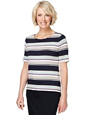 Classic Collection Shoulder Button Striped Top