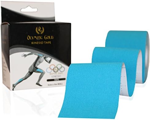 Kinesiology Tape By Olympic Gold Premium Therapeutic Athletic Kinesio Taping Sports Application Videos (Lt. Blue)