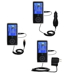 USB cable with Car and Wall Charger Deluxe Kit for the Insignia NS-4V24 - uses Gomadic TipExchange Technology