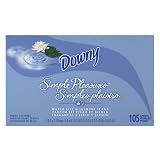 Downy Simple Pleasures Fabric Softener Sheets, Water Lily and Jasmine Scent, 105-Count Boxes (Pack of 3)