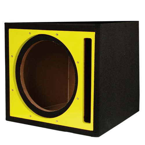 Absolute USA PSEB12Y Single 12-Inch Ported Subwoofer Enclosure with Yellow High Gloss Face Board and Black Carpet