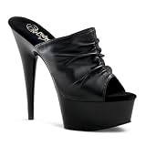 6 Inch Black Scrunch Platform Slides High Heel Women's Sandals Open Toe