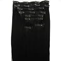 Clip In Extensions 100% Kanekalon 8 teiliges Haarverl�ngerungsset 50 cm L�nge #1 schwarz