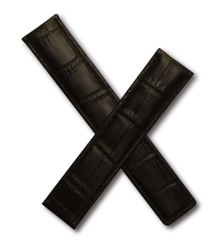 Black Crocodile-style leather strap to fit TAG Heuer Carrera models starting CV21- & WV21-.