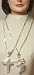 Set of Two Sterling Silver Long Chain Charm Necklace One with Cross Pendant and One with Basket Ball Hoop Pendant