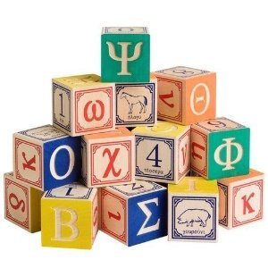 Blocks Are Handcrafted From Basswood In Michigan - Uncle Goose Greek Alphabet Wooden Blocks - Made in the USA