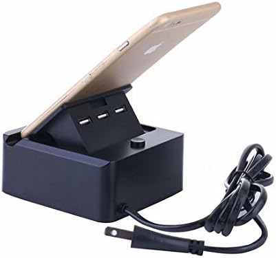 DBANG Traveling Office 3-Port USB Smart Charger Power Switch Mobile Phone Tablet Bracket Charging Dock Station With 5 Feet Cord And LED Indicator (Black)