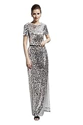 Short Sleeves Jeweled Sequined  Dress