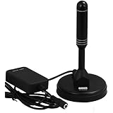 August DTA245 Amplified Digital TV Aerial - Portable Indoor/Outdoor Digital Antenna with Signal Booster for USB TV Tuner / ATSC Television / DAB Radio - With Magnetic Base