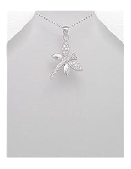 Dragonfly CZ Pendant Necklace In 92.5 Sterling Silver