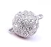 18mm 18K White Gold Plated Round Pave Magnetic Clasps set with Swarovski Crystal - Wholesale Price