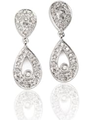 14k White Gold Diamond Double Teardrop Earring with .19 Cttw of Diamonds (G-H color, SI3-I1 clarity)