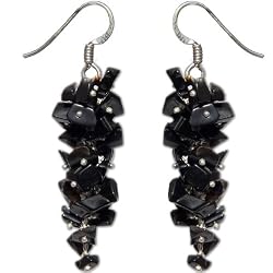 Onyx Earrings Sterling Silver Jewelry 1.75 inches (erg121)